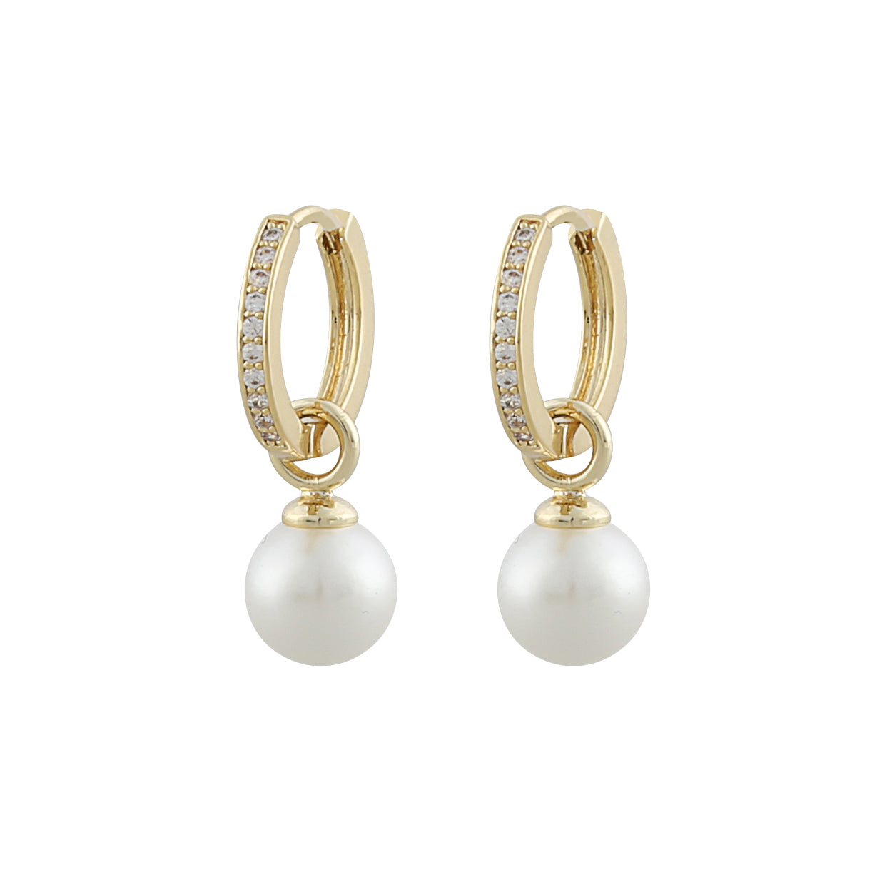 Core pearl ring ear g/white - Snö of Sweden
