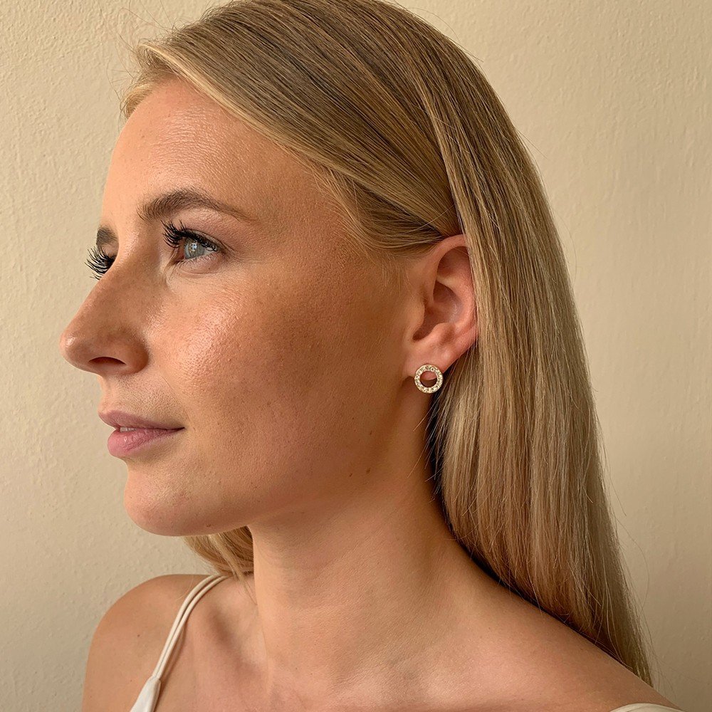 Spark small coin ring ear g/clear - Snö of Sweden