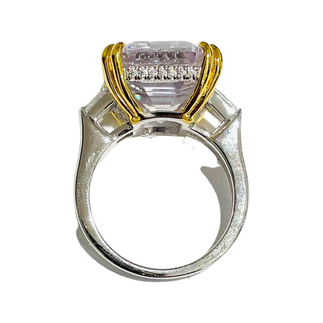 Fancy clear ascher-cut ring 16x14