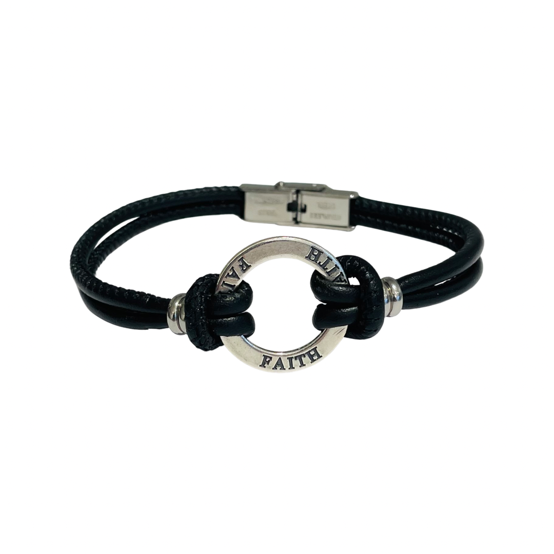 Affirmation Silver-Leather-Steel Bracelet