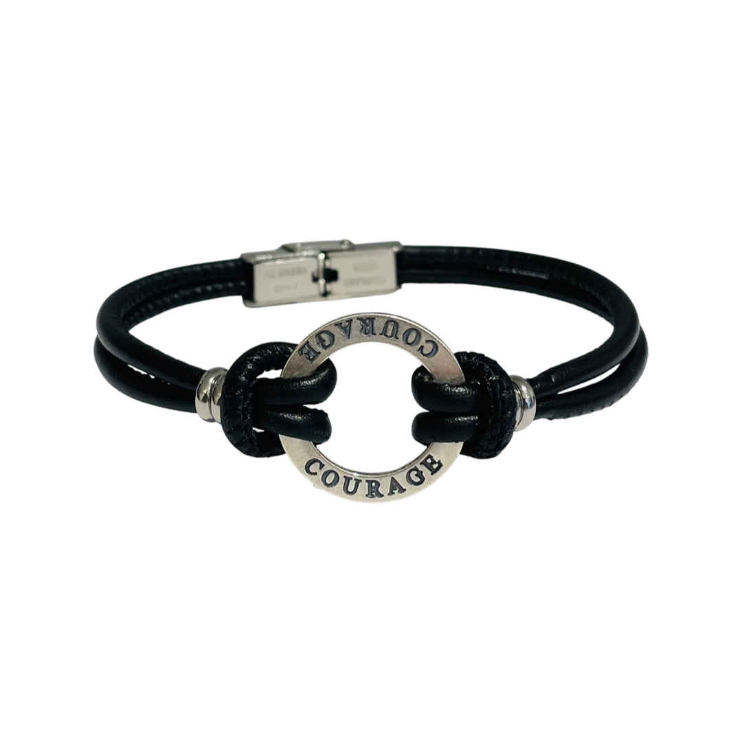 Affirmation Silver-Leather-Steel Bracelet