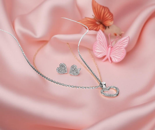 DFJ SILVER SET HEARTFUL - Hopeakoru setti