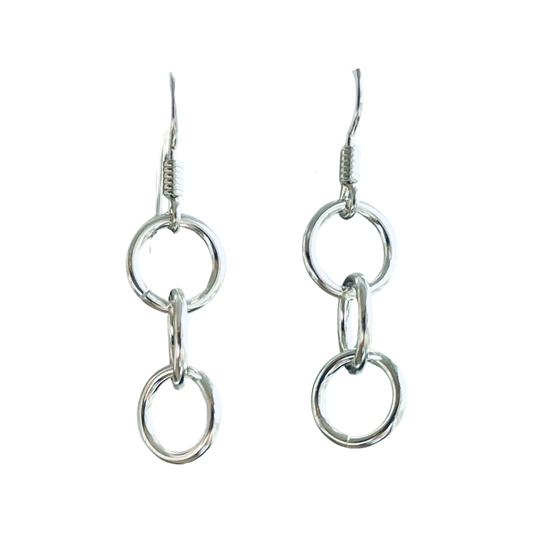 Three ring pendant earring