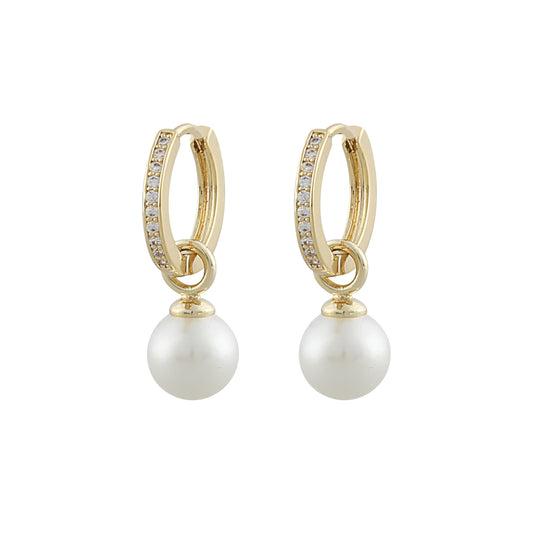 Core pearl ring ear g/white - Snö of Sweden