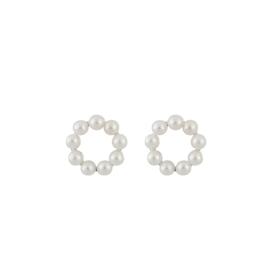 Midnight pearl small round ear s/white