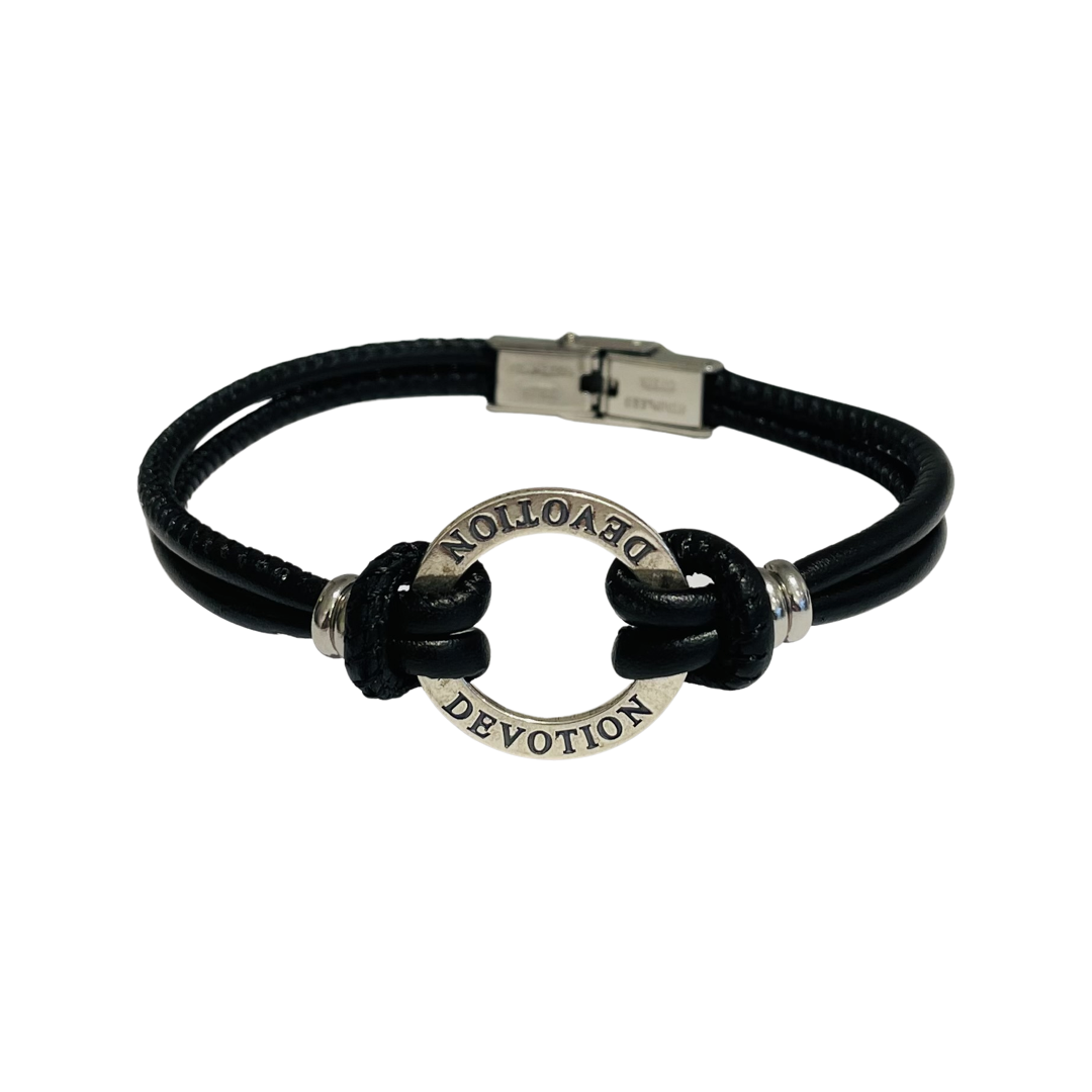 Affirmation Silver-Leather-Steel Bracelet